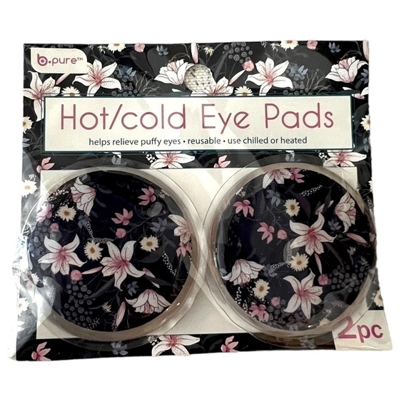 B PURE Hot & Cold Reusable Eye Pads, Black & Pink Floral Design, Eye Mask - Picture 4 of 5